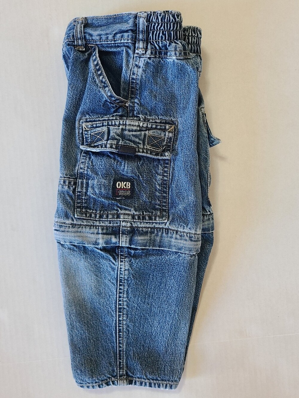 Vintage 90s Y2K Oshkosh B'gosh 2T Denim Blue Jeans Convertible to Shorts "1895"